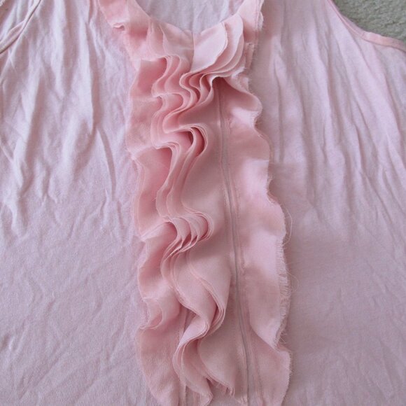Ann Taylor Womens Sleeveless Ruffle Blouse Size LP Petite Pink Shirt Pullover - Picture 2 of 5